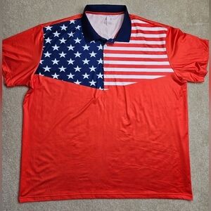 Men's Golf Polo 3XL American Flag Stars and Stripes